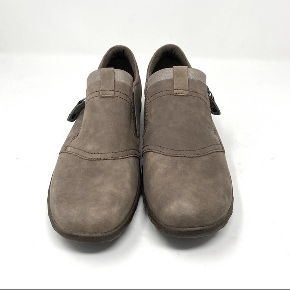 NWOB Cobb Hill Rockport Amalie Taupe Leather Brown Zipper Slip On Loafers - Picture 5 of 11